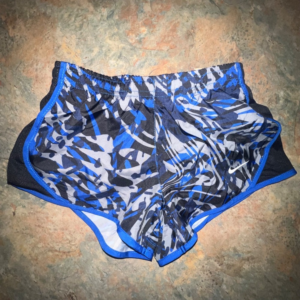 Nike Kid's Dri-Fit Standard Fit Running Shorts, ‎ Size XS, Blue/Black Camo